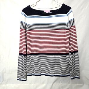 Lilly Pulitzer Maria Striped Long Sleeve Lightweight Sweater Women's Size Large